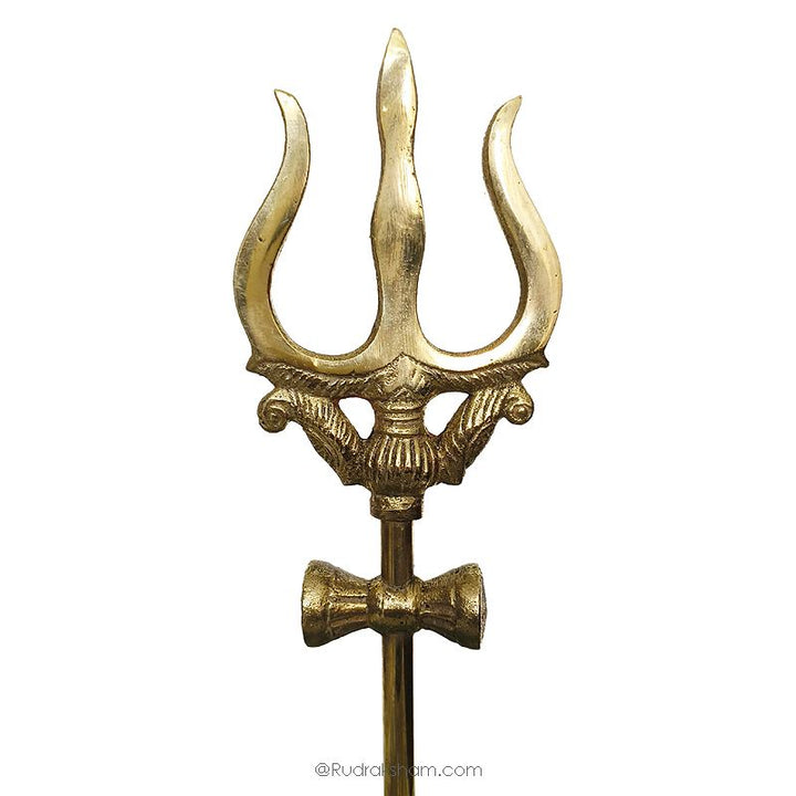 Brass Trishul with Damroo and Stand | Brass Trident with Monkey Talking Drum | Lord Shiva's Trident | Trishool