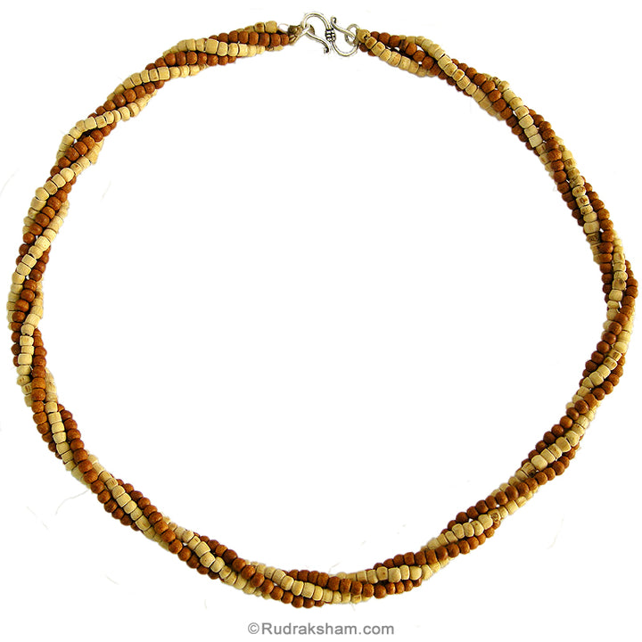 White Chandan and Tulsi Neckband 3-4 mm