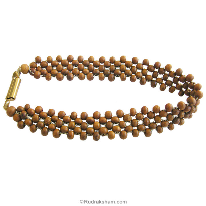 White Sandalwood Hand Band | Hand woven Wrist Band of Plain Round Safed Chandan Beads | Sandalwood Wrist band