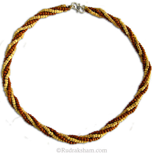  White Chandan and Tulsi Neckband 3-4 mm