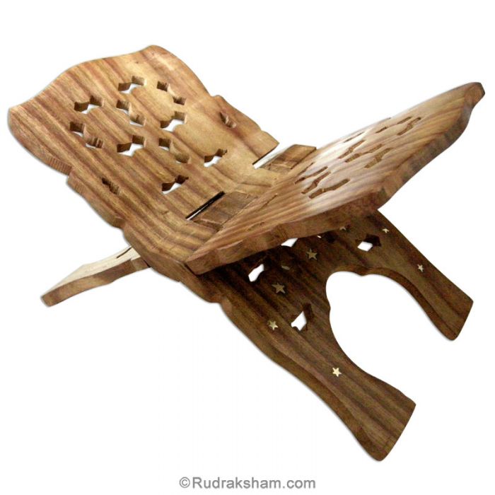 Wooden Hand Carved Holy Book Stand, Handcrafted Wooden Book Holder Display Stand Folding, Prayer Reading Stand for Religious Holy Books