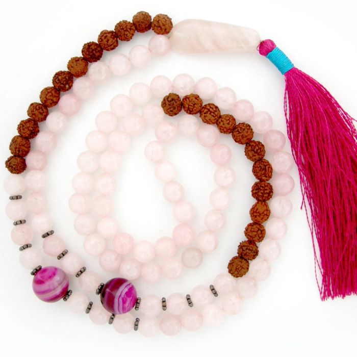 Rudraksha Mala Necklace, Mala Beads 108, Mala hotsell Bead Necklace, Jasper Garnet Moonstone Rose Quartz Gemstone Necklace, Rose Quartz Necklace